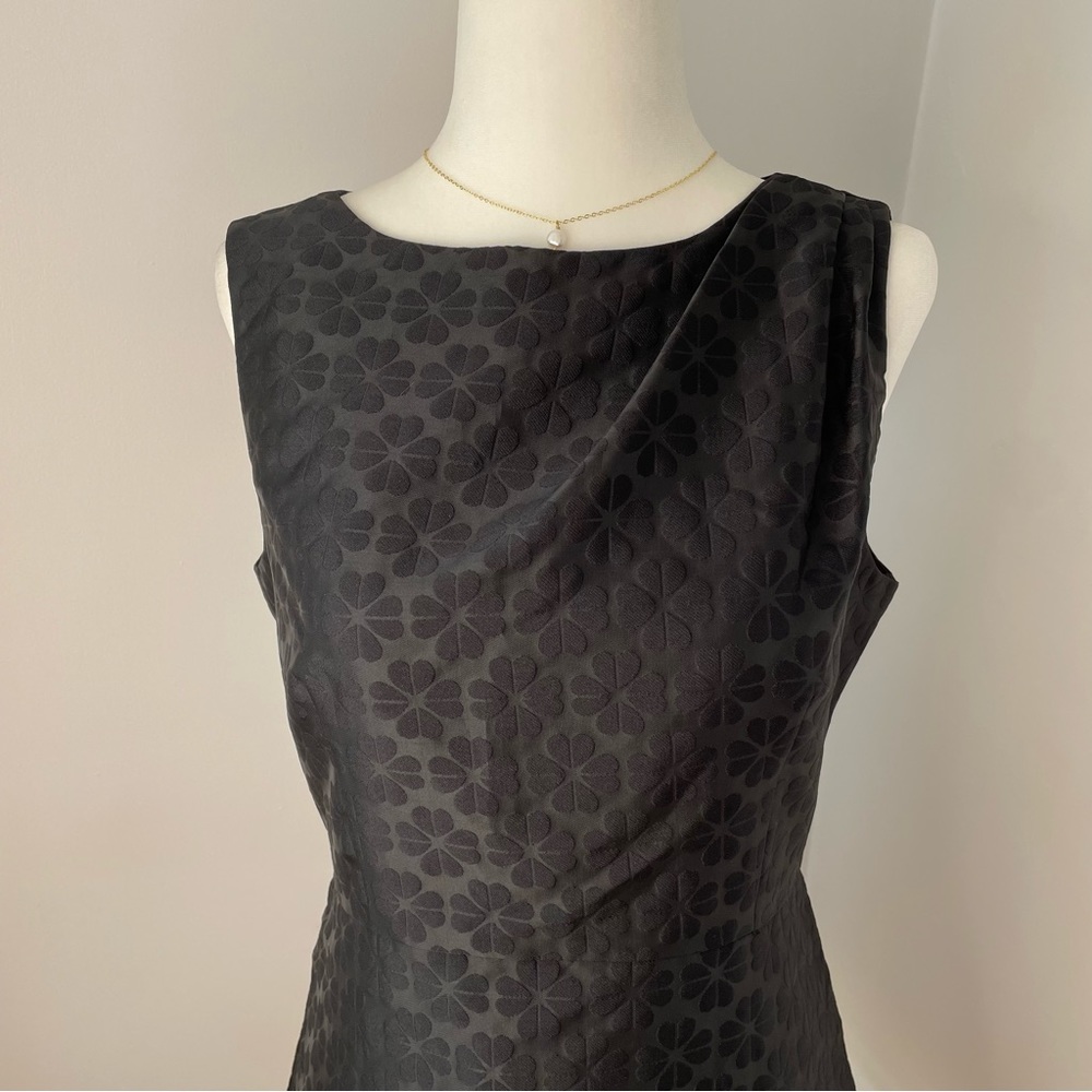 Floral Spade Jacquard Dress Black Midi Sleeveless 6 - Picture 2 of 11